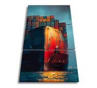 WTD - Stampa su tela con immagine di merci sotto la pioggia brilla alla luce come un gigante in metallo, dimensioni: 120 x 80 cm (3 pezzi) XXL su telaio, decorazione da parete o soggiorno