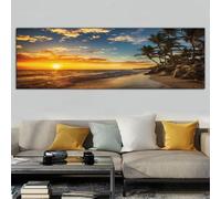 WTD - Stampa su tela con montagne, paesaggio naturale, moderna, grande XXL, per camera da letto, soggiorno, tramonto, mare, spiaggia, senza cornice (D, 40 x 120 cm, senza cornice)
