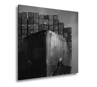 WTD - Stampa su tela con scritta in lingua tedesca "Narghilè" sotto la pioggia brilla alla luce come un gigante in metallo, dimensioni: 70 x 70 cm, colore: bianco e nero XXL
