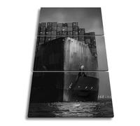 WTD - Stampa su tela con scritta in lingua tedesca "Narghilter sotto la pioggia brilla alla luce come un gigante in metallo, dimensioni: 120 x 80 cm (3 pezzi) effetto: bianco e nero, XXL, stampa