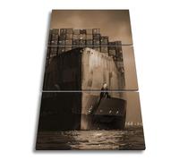 WTD - Stampa su tela con scritta in lingua tedesca "nautica sotto la pioggia brilla alla luce come un gigante in metallo, dimensioni: 120 x 80 cm (3 pezzi) effetto:Seppia XXL Stampa artistica su
