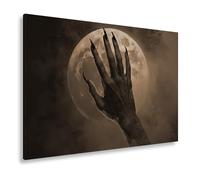 WTD - Stampa su tela, motivo: luna rossa sangue, incontra l'artiglio demoniaco, formato: 90 x 60 cm, effetto seppia XXL, immagine su telaio, decorazione da parete e soggiorno