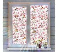 WTD XC18005 - Adesivo per finestra con uccellino magnolia rosa, pellicola colorata per camera da letto e soggiorno, adesivo statico, decorativo, in vetro, motivo floreale (XC18005-45 x 200 cm)