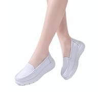 WTDXSPS Scarpe da Infermiera in Pelle Traspirante, Scarpe da Lavoro in Eva Antiscivolo da Donna, Comoda Soletta Rimovibile, Scarpa da Lavoro da Ristorante per Infermiere Casual(White,40 EU)