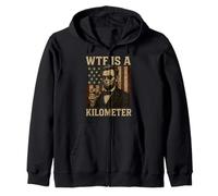 WTF è un chilometro Abraham Lincoln 4 luglio bandiera americana Felpa con Cappuccio