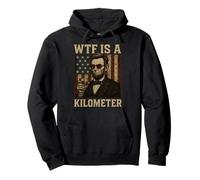 WTF è un chilometro Abraham Lincoln 4 luglio bandiera americana Felpa con Cappuccio