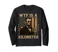 WTF è un chilometro Abraham Lincoln 4 luglio bandiera americana Maglia a Manica