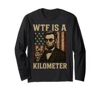 WTF è un chilometro Abraham Lincoln 4 luglio bandiera americana Maglia a Manica