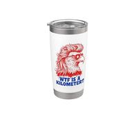 WTF Is A Kilometer Funny Patriotic Eagle USA Humor Bicchiere termico in acciaio inox doppia parete