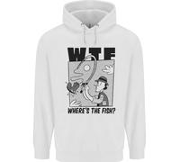 Wtf Wheres il Pesce Divertente Pesca Pescatore Bambini Felpa con Cappuccio