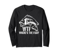 WTF Where's The Fish Divertente Umorismo Pesca per Pescatori Maglia a Manica