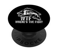 WTF Where's The Fish Divertente Umorismo Pesca per Pescatori PopSockets PopGrip Adesivo