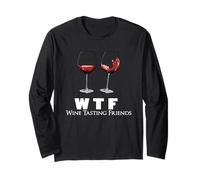 WTF Wine Tasting Friends Maglietta Wine Lover Maglia a Manica