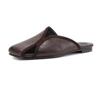 Wtharosa Ciabatte Mules Slip On Donna Punta Quadrata Sandali Piatti Senza Retro Scarpe Casual Comode per Uso Domestico Interno E Passeggiate Quotidiane All'Aperto,Marrone,37 EU