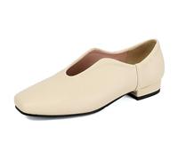 Wtharosa Mocassini Casual Minimalisti Punta Quadrata Slip On Scarpe Basse Eleganti Semplici Moderne Calzature Quotidiane per Lavoro e Stile del Fine Settimana,Beige,41 EU