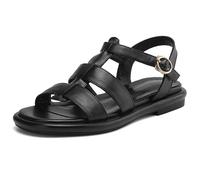 Wtharosa Sandali Bassi Slingback Donna Scarpe Estive Gladiatore Casual per Viaggi al Mare E Camminata Quotidiana Chiusura con Fibbia Regolabile,Nero,38 EU