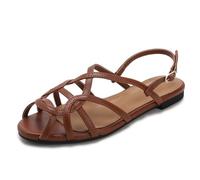 Wtharosa Sandali Casual Piatti Antiscivolo Leggeri Gladiatori Massicci per Viaggio All'Aperto,Marrone,41 EU
