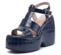 Wtharosa Sandali con Plateau A Punta Aperta Donna con Zeppa E Cinturino alla Caviglia Regolabile Sandali Estivi Sandali Eleganti con Zeppa Calzature da Passeggio Casual per Weekend