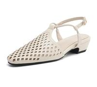 Wtharosa Sandali Fisherman Donna Flats A Punta Chiusa Traforata per Camminata Urbana E Outfit del Weekend Scarpe Estive Retro Traspiranti Slingback,off White,38 EU