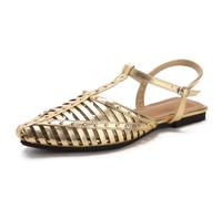 Wtharosa Sandali Gladiatore Donna Sandali Bassi A Gabbia con Borchie E Cinturino A T A Punta Sandali Romani alla Moda per Vacanze Viaggi E Uso Quotidiano Suola Antiscivolo,d'oro,42 EU