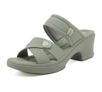 Wtharosa Sandali Muli Casual Donna Punta Aperta Doppio Cinturino Piattaforma Tacco Grosso Comode Estate Viaggio Spiaggia Scarpe,Verde,38 EU