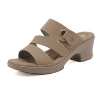 Wtharosa Sandali Muli Comodi Donna Punta Aperta Tre Cinturini Piattaforma Tacco Grosso Infilabili Casual Estate Camminata Scarpe,Marrone,35 EU