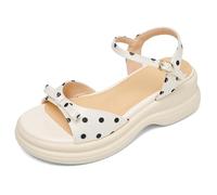 Wtharosa Sandali Platform Graziosi Donna Punta Aperta Nodo A Fiocco Ciabatte Estive Casual per Vacanze al Mare E Diario Suola Spessa Comfort Leggero,off White,34 EU