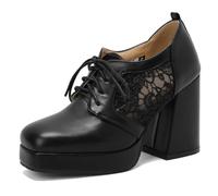 Wtharosa Sandali Romani con Plateau da Donna Punta Quadrata Tacco Largo Scarpe per Lavoro Abbigliamento Casual e Serate Tomaia in PU Morbida Suola in Gomma Resistente,Nero,43 EU
