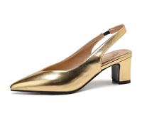 Wtharosa Sandali Slingback a Punta a Punta Donna Tacco a Blocco Basso Scarpe con Tacco da Viaggio Leggere Scarpe Metallizzate Comfortevoli Passeggiata in Città e Fuggite Urbane,d'oro,44 EU