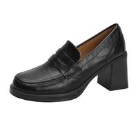 Wtharosa Scarpe Casual Comode Slip On Punta Rotonda Mocassini con Ammortizzazione Eva per Viaggio e Camminata Tacco Grosso Stabile,Nero,39 EU