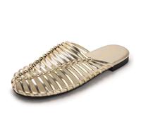 Wtharosa Scarpe Comode Senza Tacco Leggere Mule Intrecciate & Scarpe Basse da Passeggio per Lunga Stazione in Piedi Pendolarismo Morbido Resistente all'Usura,d'oro,38 EU