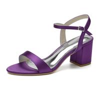 Wtharosa Scarpe da Sposa in Raso Punta Aperta Donna Sandali con Tacco A Blocco Cinturino alla Caviglia Tacchi Eleganti Sandali Eleganti per Cerimonia Nuziale Ed Eventi,Viola,36 EU