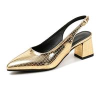 Wtharosa Scarpe da Ufficio con Cinturino Posteriore E Tacco A Blocchetto Donna Tacchi da Lavoro Comodi A Punta Calzature Eleganti con Fibbia Regolabile per Riunioni di Affari,d'oro,37 EU