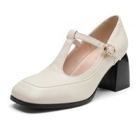 Wtharosa Scarpe Eleganti retrò Donna Mary Jane T-Strap A Punta Quadrata con Tacco A Blocchetto Décolleté Classiche per Uso Quotidiano E Occasioni Eleganti Calzata Stabile E Comoda