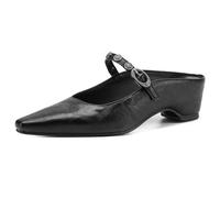 Wtharosa Scarpe Mules Business Casual Donna Slides A Punta con Tacco Basso per Pendolarismo E Camminata Urbana vestibilità Comoda E Facile da Indossare,Nero,37 EU