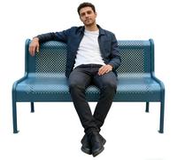 WTJDCCY Metal Garden Bench, Galvanized Steel Garden Bench with Backrest, 1100 LBS Capacity Outdoor Benches for Park Deck Patio(Blue,150x74x88cm/59x29x35in)