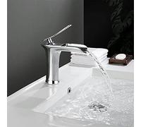 WTKFXVYHU Rubinetto for lavabo a Cascata in Ottone Nero Oro Bianco Miscelatore for Acqua Calda Fredda monocomando con Foro for Montaggio su scrivania Accessori for Il Bagno(Chrome)