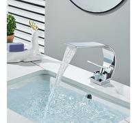WTKFXVYHU Rubinetto for lavabo da Bagno Beccuccio a Cascata Bend Design Montaggio su Ponte Monoforo Maniglia Singola Miscelatore for Acqua Calda Fredda Gru for Vasca
