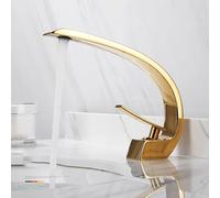 WTKFXVYHU Rubinetto for lavabo da Bagno for Cascata ad Arco Montaggio su Ponte Maniglia Singola Foro Singolo Miscelatore for Acqua Calda Fredda Lavandino Gru(Gold)
