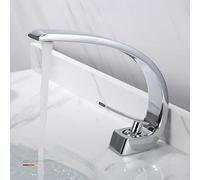 WTKFXVYHU Rubinetto for lavabo da Bagno for Cascata ad Arco Montaggio su Ponte Maniglia Singola Foro Singolo Miscelatore for Acqua Calda Fredda Lavandino Gru(Chrome)