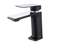 WTKFXVYHU Rubinetto for lavabo da Bagno Rubinetti for Montaggio a Ponte Monocomando Monoforo Miscelatore for Acqua Calda Fredda Gru for(Black Chrome A)