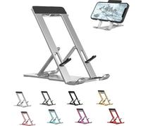 WTKYLMP Presencte Fashion Folding Bracket Cell Phone, Portable Folding Bracket, Aluminum Desk Phone Stand,Adjustable Phone Stand for Desk with all Smartphones,Tablets (Silver)