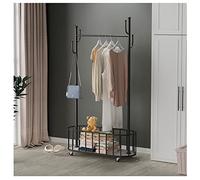 WTLONBF Appendiabiti da Terra, Appendiabiti in Metallo con Ruote Appendiabiti per Ingresso, Bagno e Soggiorno/Svart/80Cm