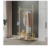 WTLONBF Appendiabiti da Terra, Appendiabiti in Metallo con Ruote Appendiabiti per Ingresso, Bagno e Soggiorno/Oro/80Cm