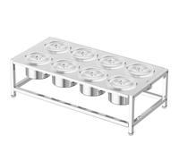 WTLONBF Mensola Porta spezie Rotonda in Acciaio Inox 304 a 2 File con Coperchio, portaoggetti da banco, Set Porta spezie in Piedi per Latte, tè, marmellata (Argento/B, 22,4 x 12,6 x 5,7 Pollici)