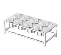 WTLONBF Mensola Porta spezie Rotonda in Acciaio Inox 304 a 2 File con Coperchio, portaoggetti da banco, Set Porta spezie in Piedi per Latte, tè, marmellata (Argento/A, 22,4 x 12,6 x 5,7 Pollici)