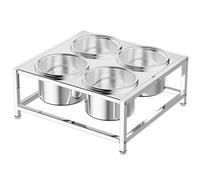 WTLONBF Mensola Porta spezie Rotonda in Acciaio Inox 304 a 2 File con Coperchio, portaoggetti da banco, Set Porta spezie in Piedi per Latte, tè, marmellata (Argento/A, 15,7 x 14,6 x 5,7 Pollici)