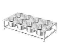 WTLONBF Mensola Porta spezie Rotonda in Acciaio Inox 304 a 2 File con Coperchio, portaoggetti da banco, Set Porta spezie in Piedi per Latte, tè, marmellata (Argento/A, 29 x 14,6 x 5,7 Pollici)