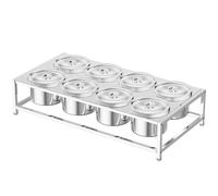 WTLONBF Mensola portaspezie Rotonda in Acciaio Inox 304 a 2 File con Coperchio, portaoggetti da banco, Set portaspezie in Piedi per Latte, tè, marmellata (Argento/B, 29 x 14,6 x 5,7 Pollici)