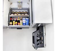 WTLONBF Mobiletto Estraibile a 2 Ripiani con Maniglia in Schiuma Antiscivolo, Sistema di Ripiani ciechi per Piatti e spezie, dispensa a Parete a Due Ripiani, mobiletto da 60 cm - Altezza 62 cm